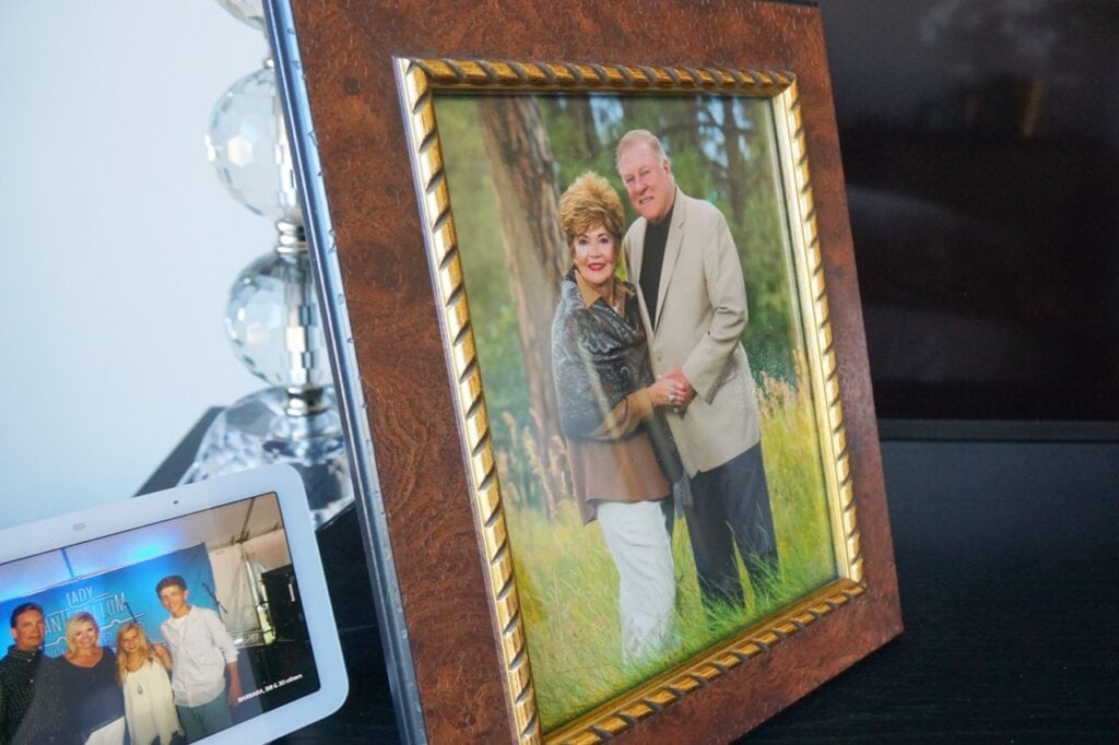 Framed photo of Barbara and her husband.